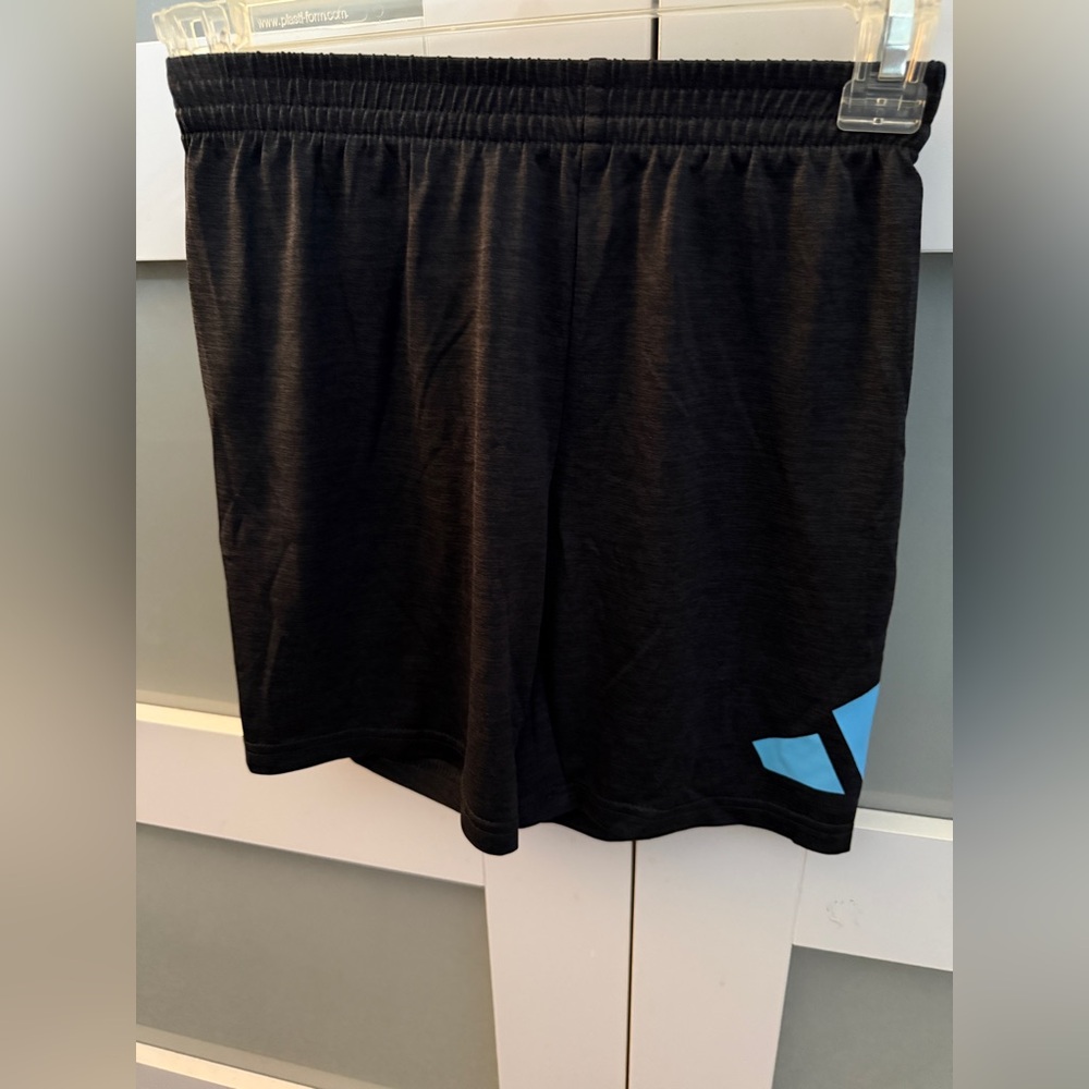 Youth Black Athletic Shorts with Blue Accent